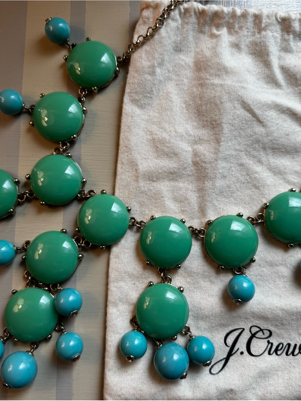 J. Crew Teal and Turquoise Bubble Statement Necklace